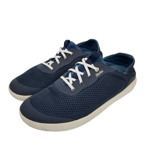 Olukai Men's Moku Pae Breathable Boat Slip On Shoes Sneakers Navy Blue Size 10 - Picture 1 of 10